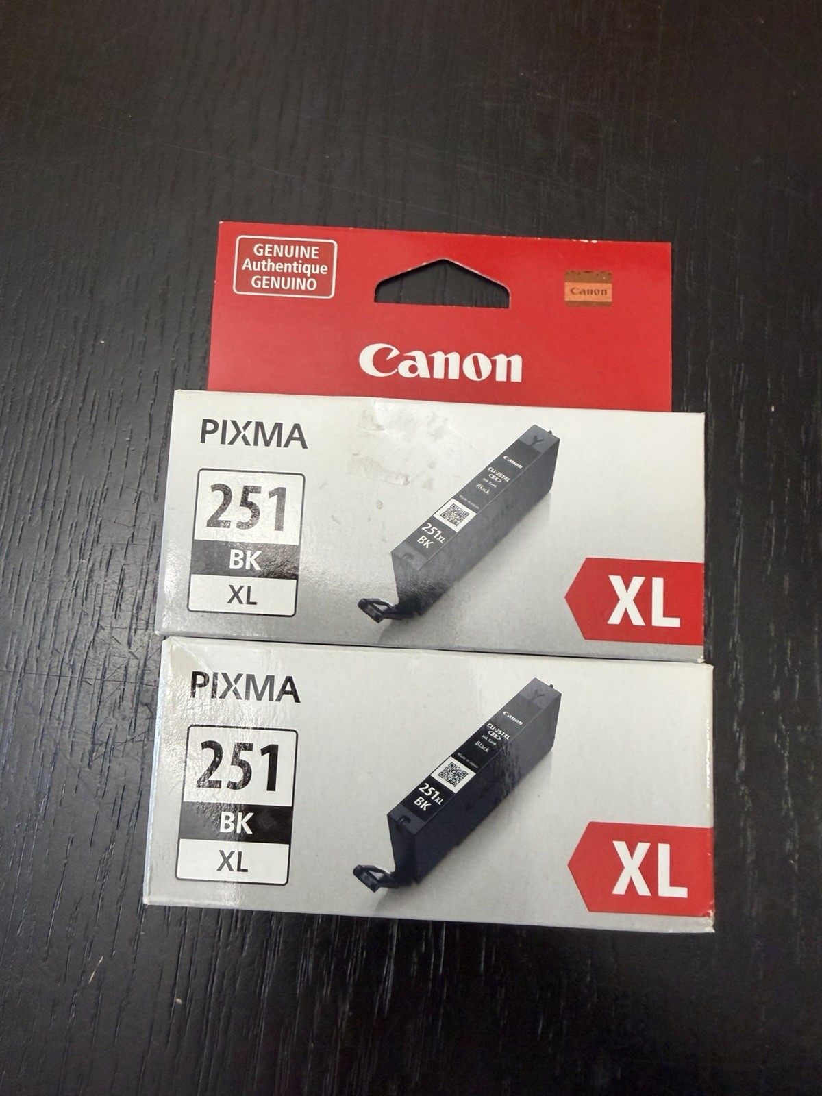 2x Genuine Canon CLI-251XL BK Black Ink Cartridges OEM 6448B001 PIXMA
