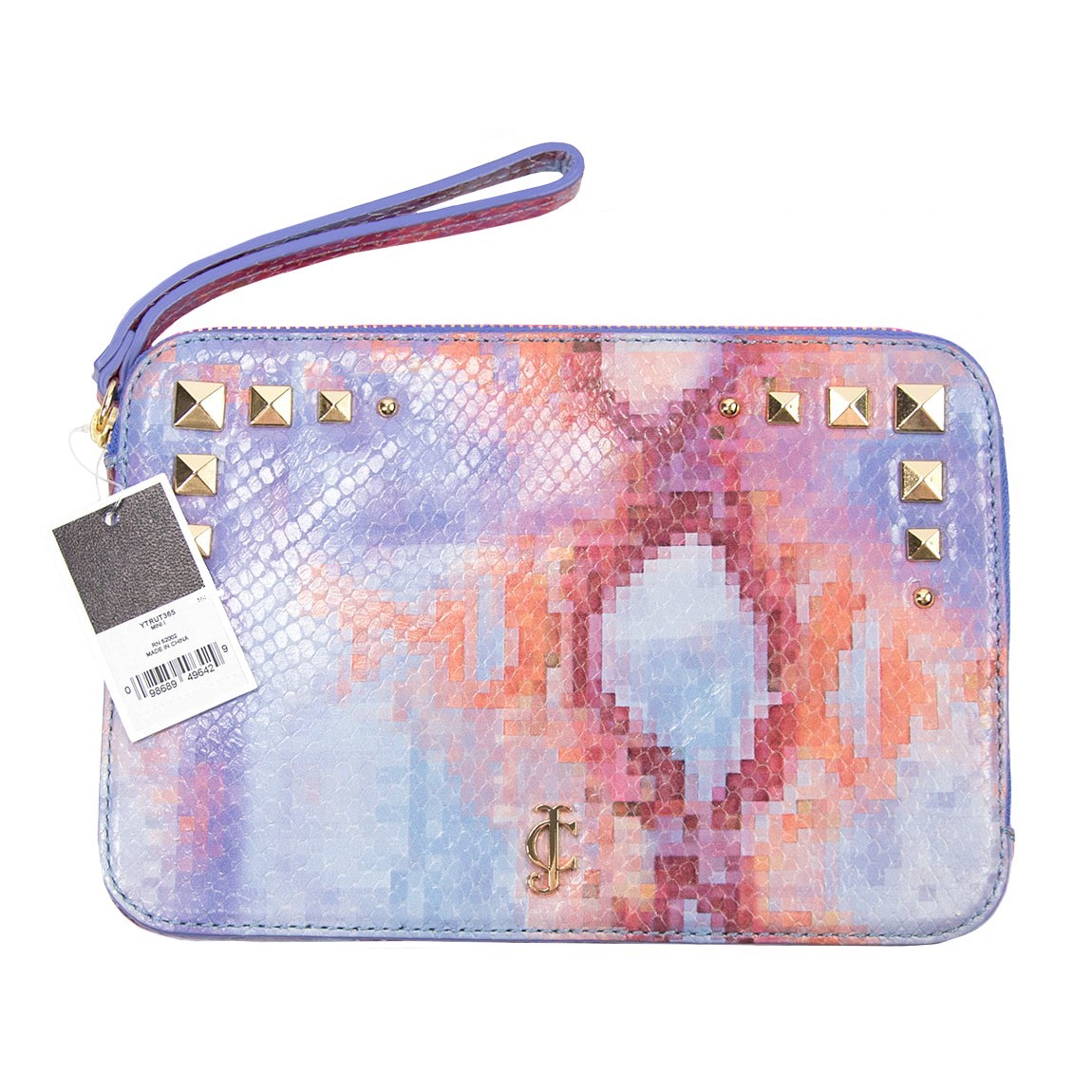 Juicy Couture Purple Pink Pixel Python Leather Zip Tablet iPad Case Sleeve $128