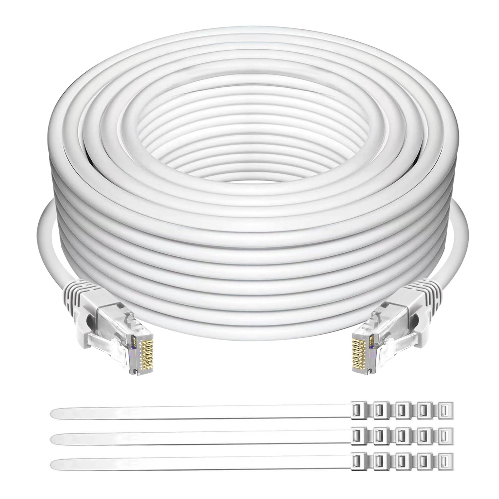 Cat 6 Ethernet Cable 75 Ft White Outdoor Indoor Snagless RJ45 Network Cord POE