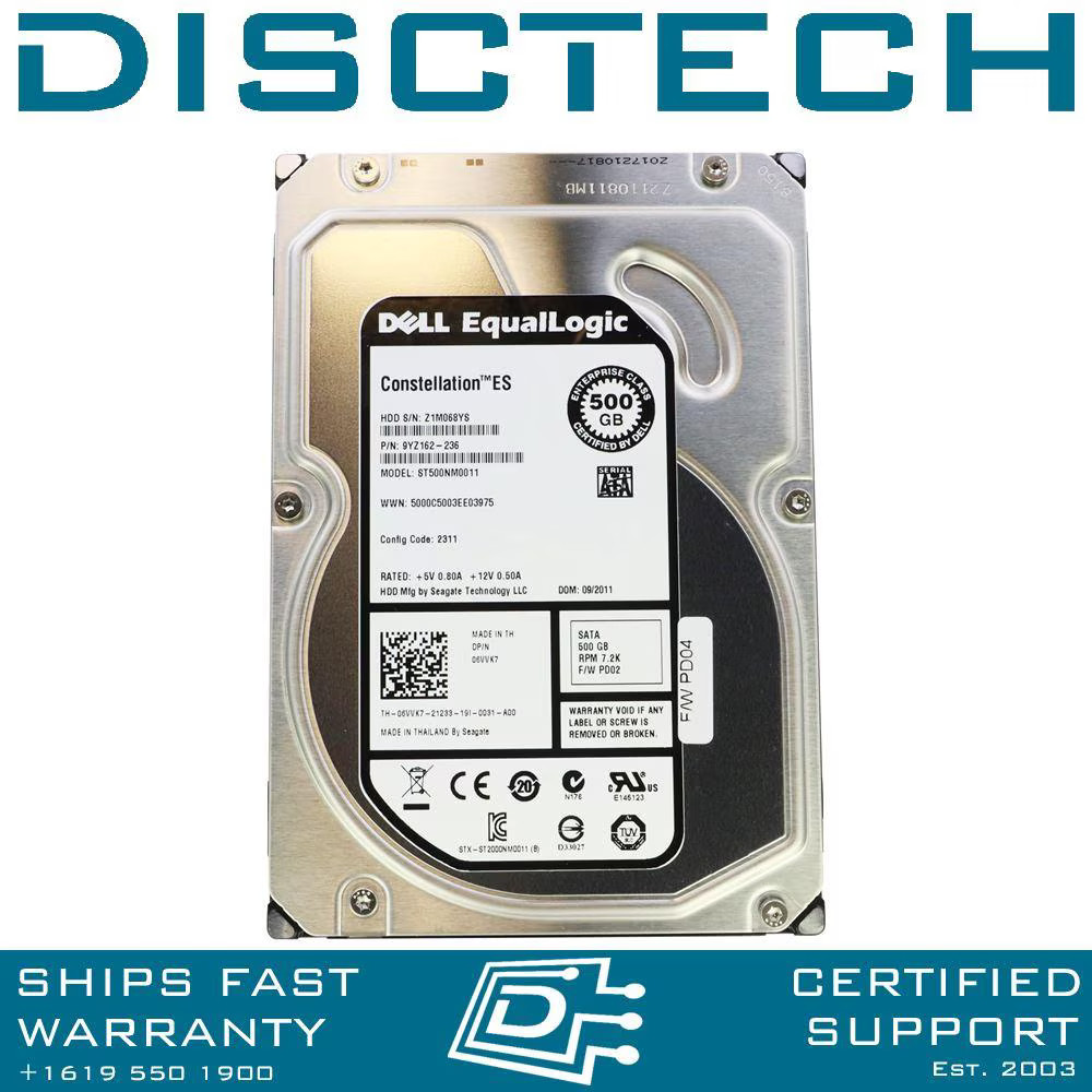 Dell Equallogic 6VVK7 Seagate ST500NM0011 500GB 3.5 7.2K SATA Disk Drive