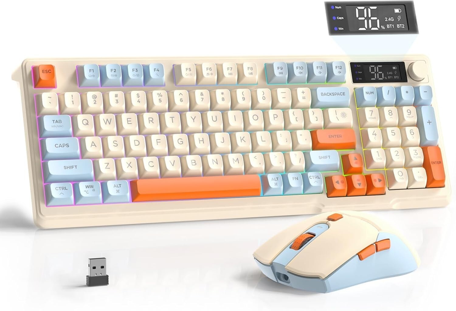 ATTACK SHARK x FREEWOLF T96 Smart Display Wireless Membrane Keyboard And Mouse
