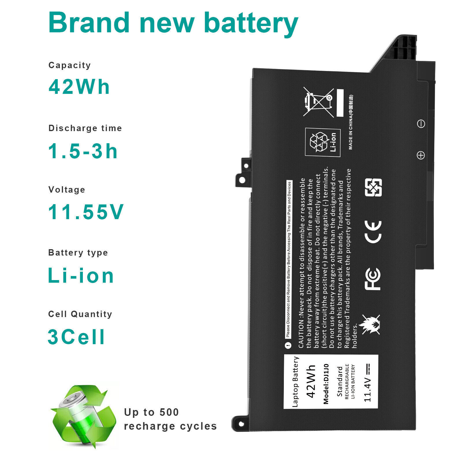 F3YGT/DJ1J0 Battery For Dell Latitude 12 7280 7290 14 7480 7490 E7280 E7290 NEW