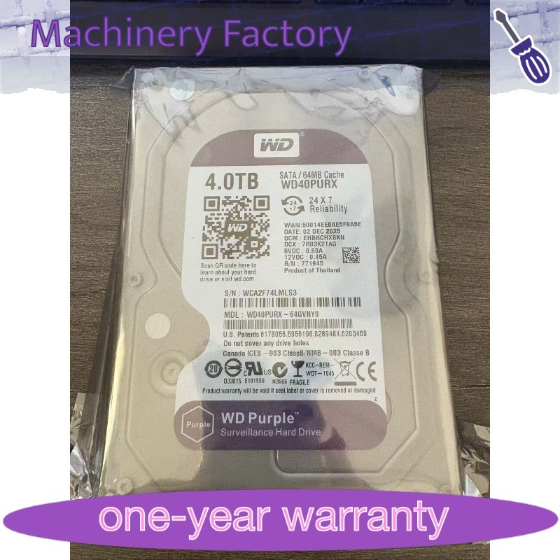 1PCS New FOR WD WD40PURX Purple 4TB 3.5" 5400RPM SATA 3 Hard Drive