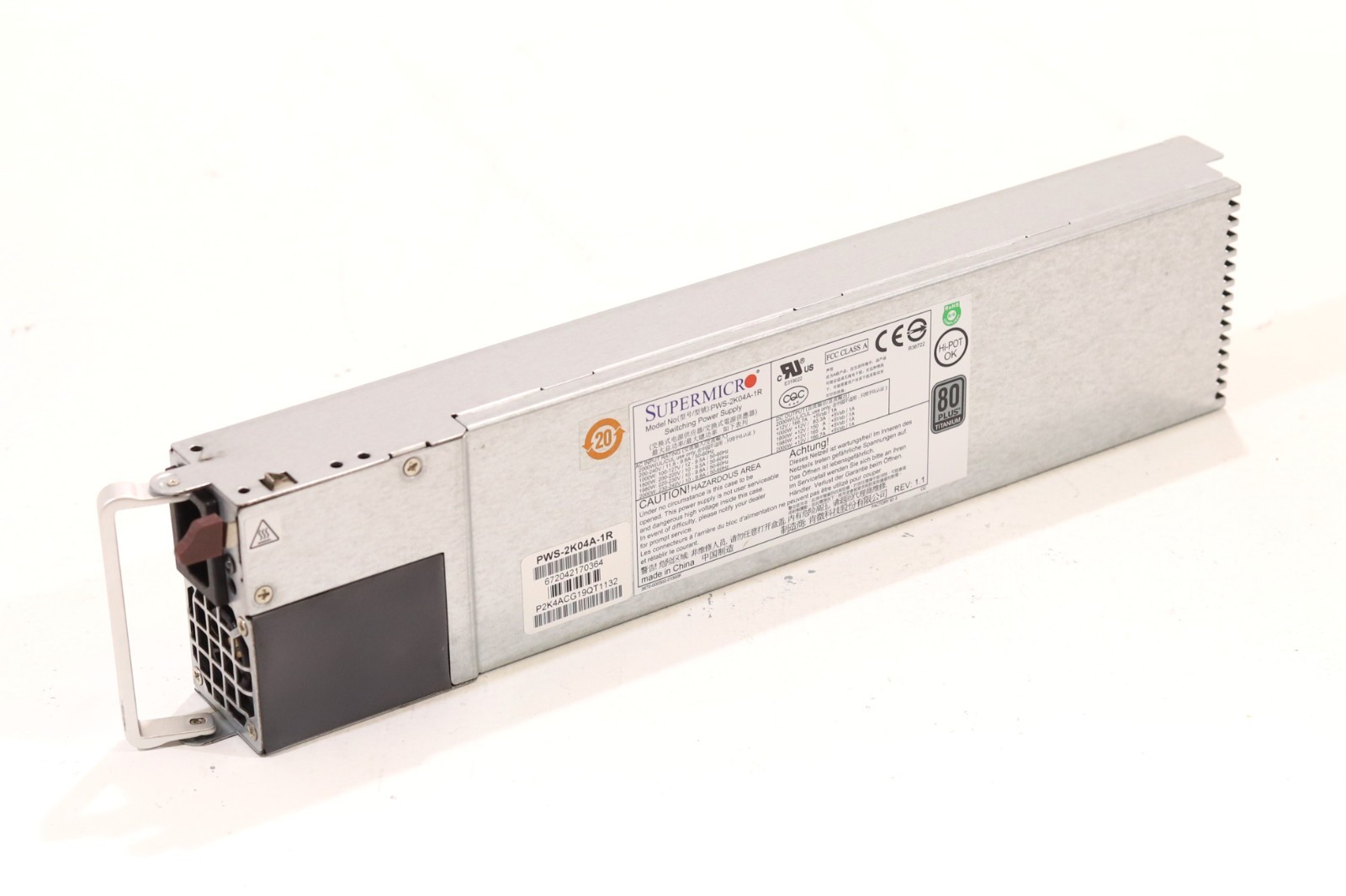SuperMicro PWS-2K04A-1R 1U 2000W ATX Redundant Power Supply Tested Working