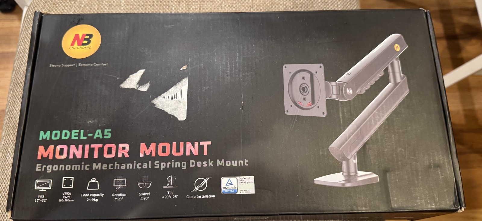 Piceloep Monitor Mount Table Clamp Ergonomic A5 Adjustable 17-32"