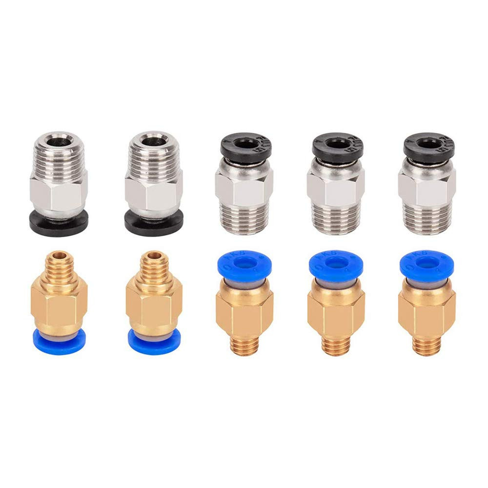 Aokin 5 Pcs PC4-M6 Pneumatic Fitting and 5 Pcs PC4-M10 Pneumatic Fitting for Cre