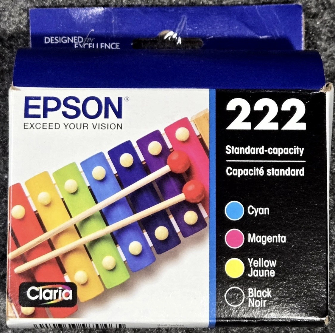 Genuine Epson 222 Ink Cartridges Standard Capacity 4-Pack Combo Exp 01/2029