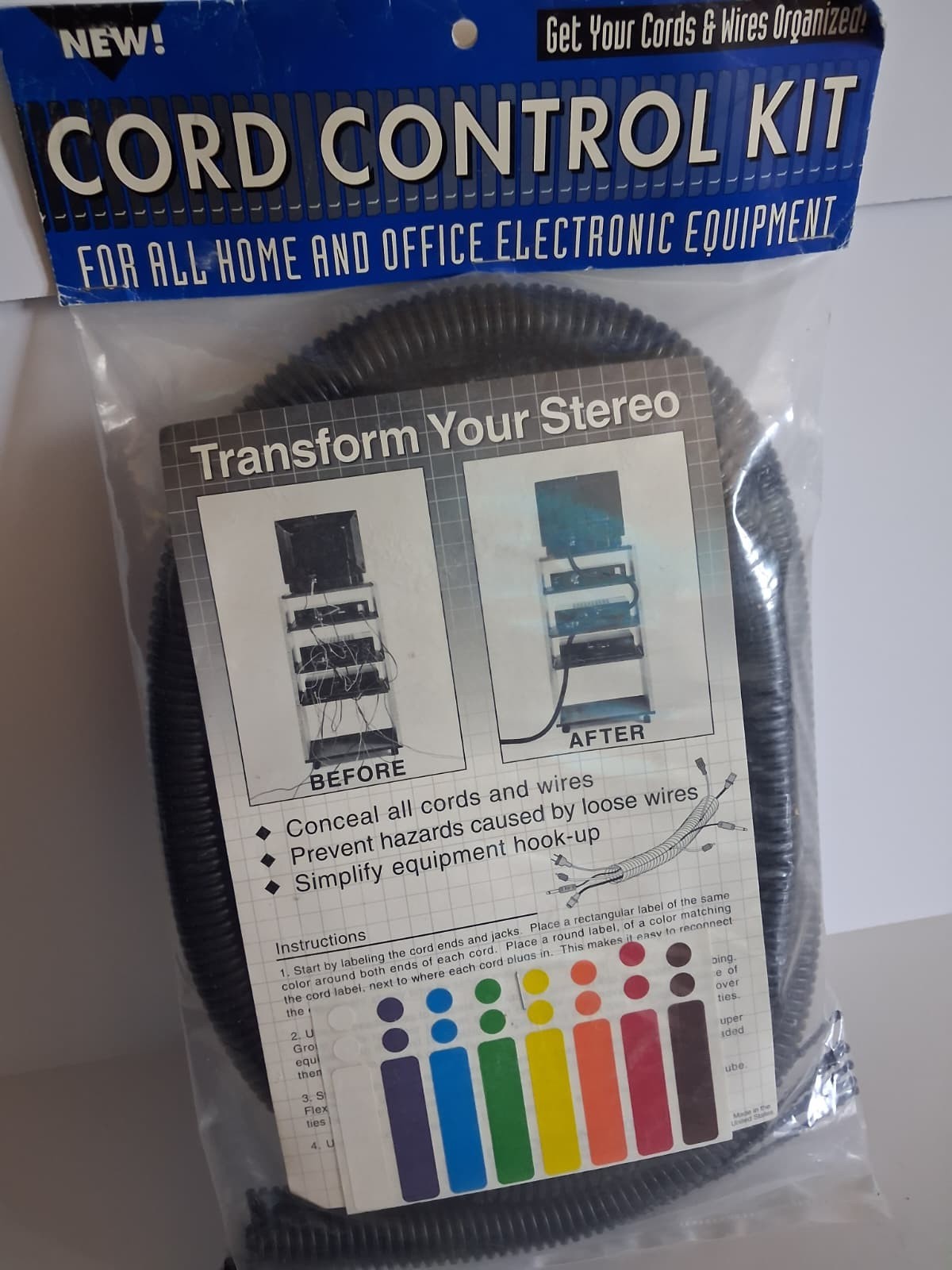 Cord Control Kit Black Quick Easy Way to Conceal Wires in Your Office