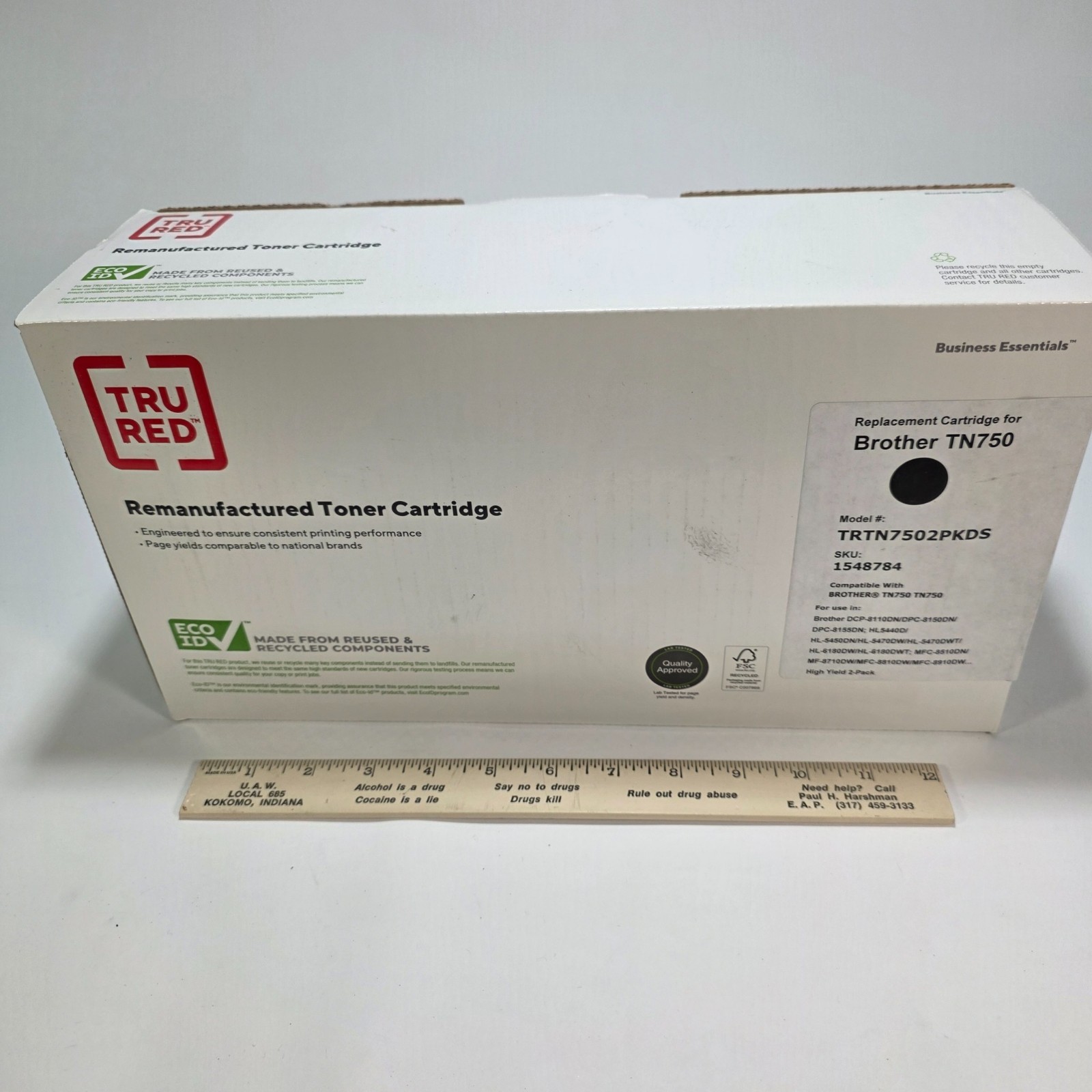 TRU RED TRTN7502PKDS Black Toner 2-Pack Compatible Brother TN750 Open Box