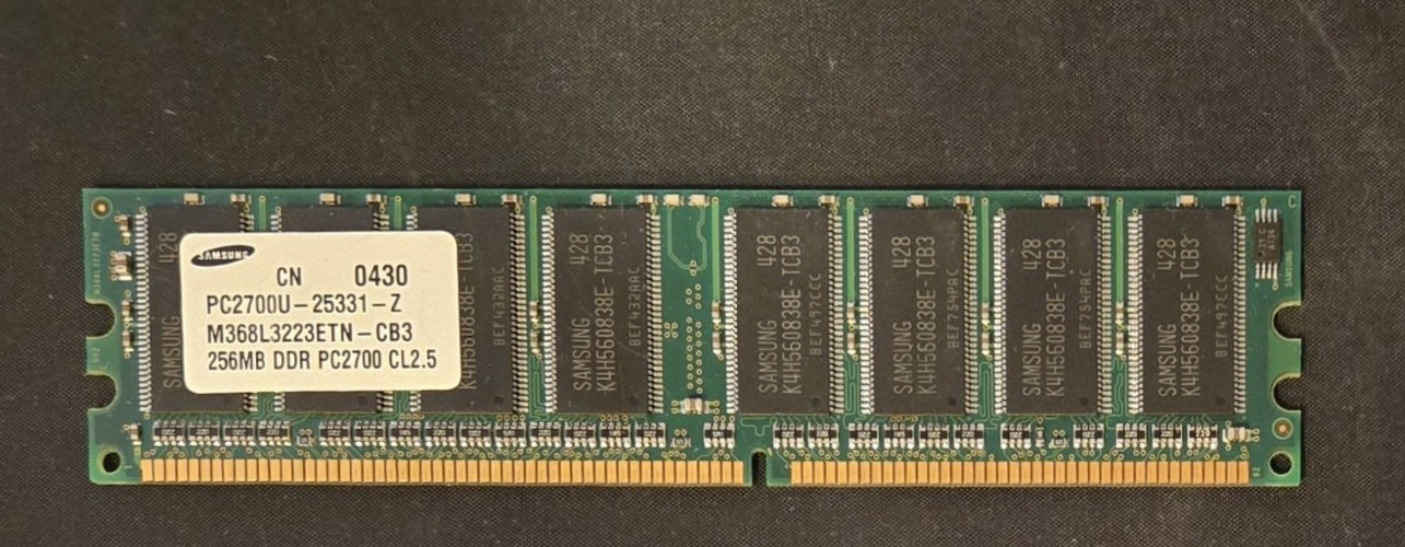 Samsung 256MB PC2700U-25331-Z M368L3223ETN-CB3 PC2700 DDR CL2.5 Memory RAM Stick