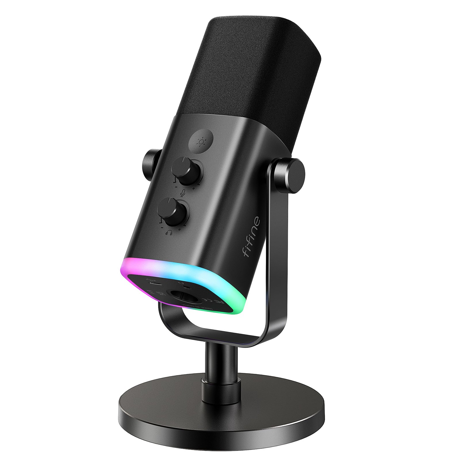 FIFINE AM8 USB/XLR Dynamic Microphone for Podcast Gaming Streaming RGB Light