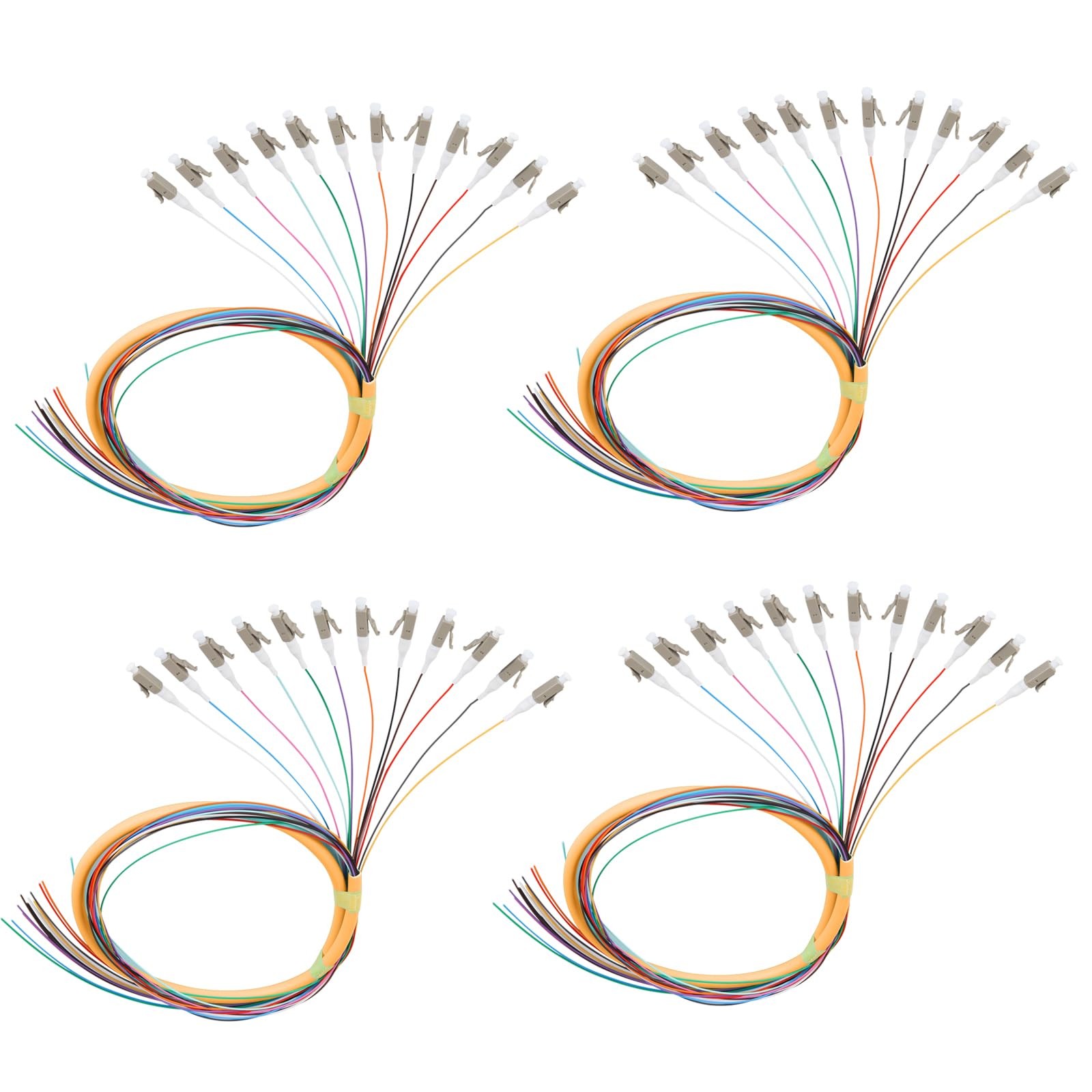4 PCS 12Strand LC OM1 Multimode Pigtail 1.2m 47.24 Inch 62.5/125um Fiber