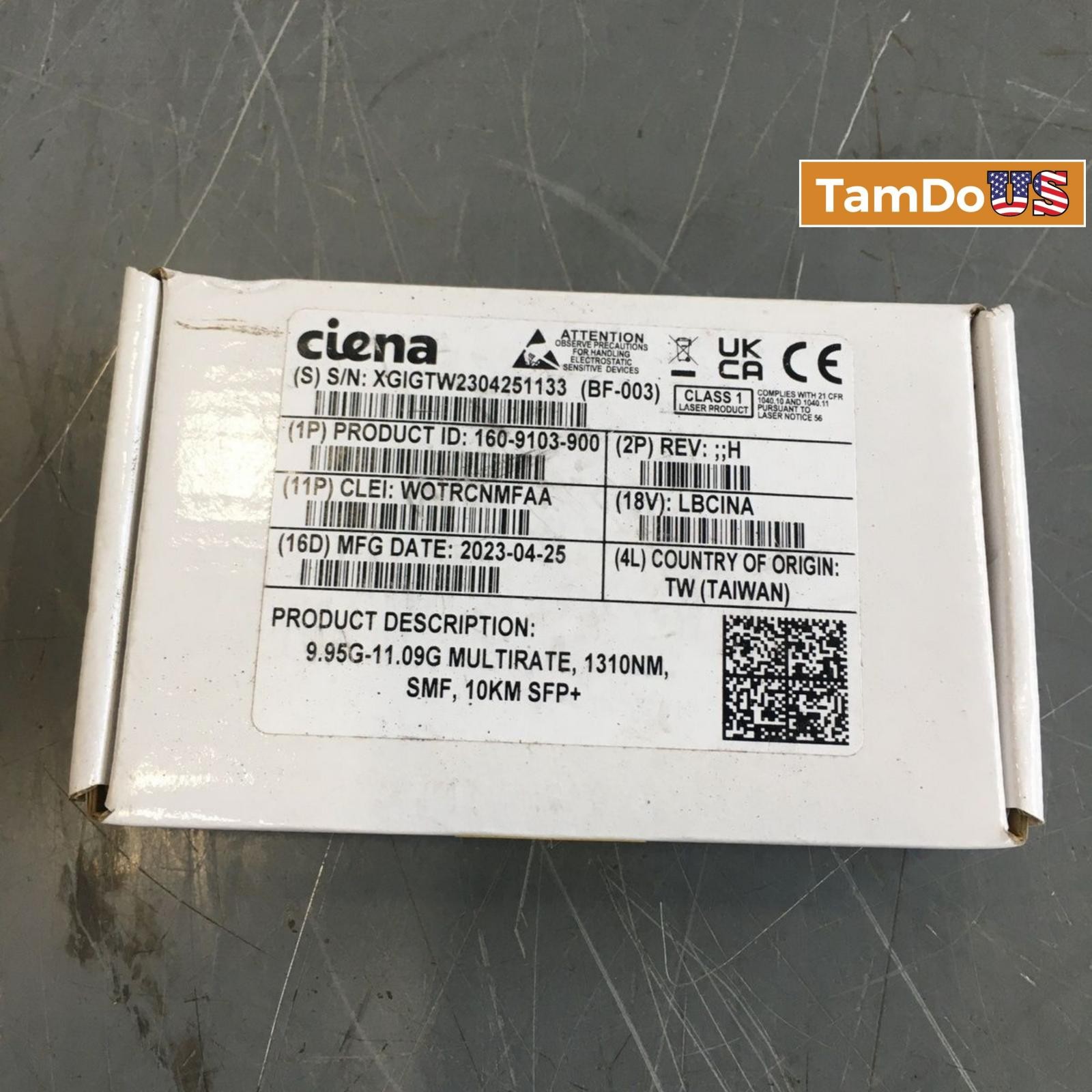 CIENA 160-9103-900 9.95G-11.09G MULTIRATE 1310NM SMF 10KM SFP+ TRANSCEIVER