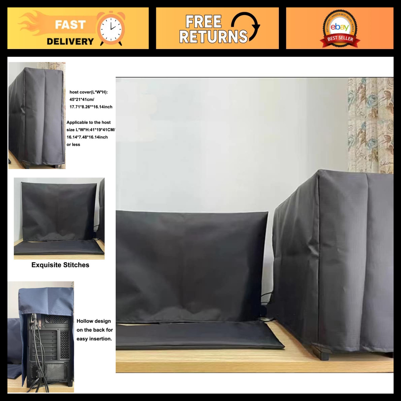 3-Piece Computer Dust Cover Set - Monitor, Keyboard & CPU Protector, Oxford Clot