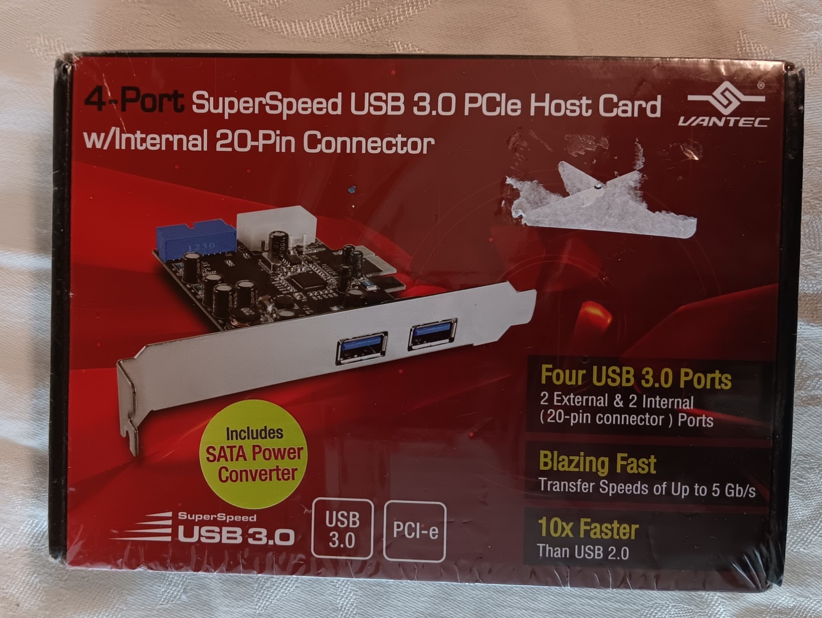 VANTEC 4-Port Superspeed Usb 3.0 Pcie Host Card W/ Internal 20-pin Connector