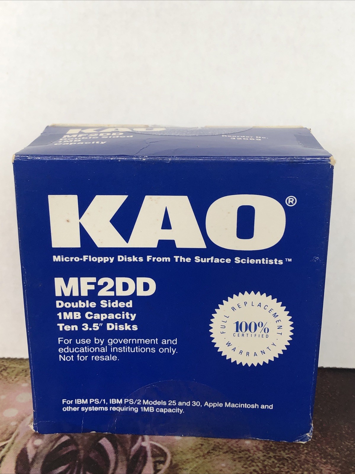 KAO MF2DD Ten Micro-Floppy Disks 3.5" Double Sided 1MB IBM APPLE New in box
