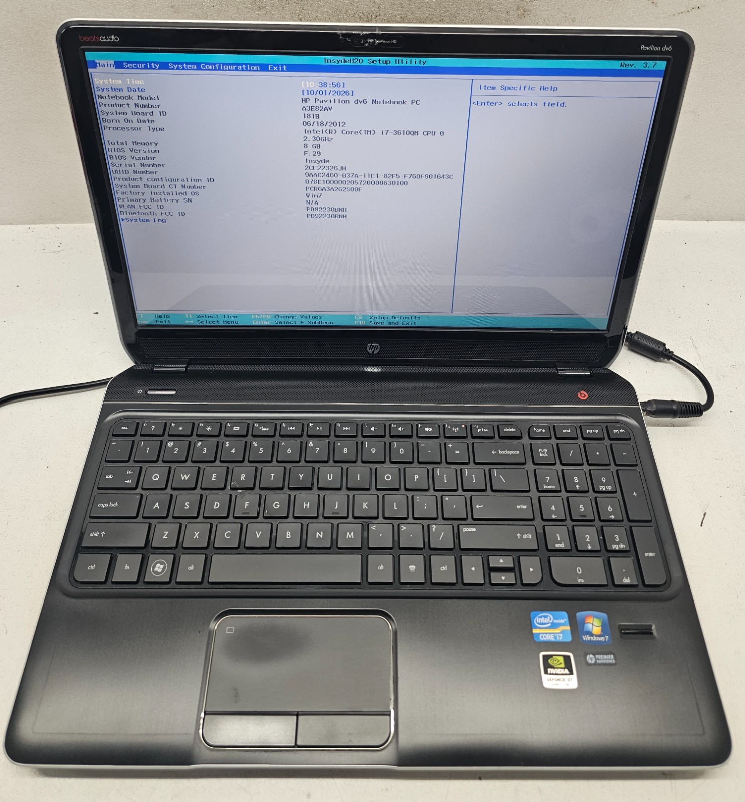 HP Pavilion dv6t-7000 15.6" Laptop Intel Core i7-3610QM 8GB RAM NO HD/OS (FL)