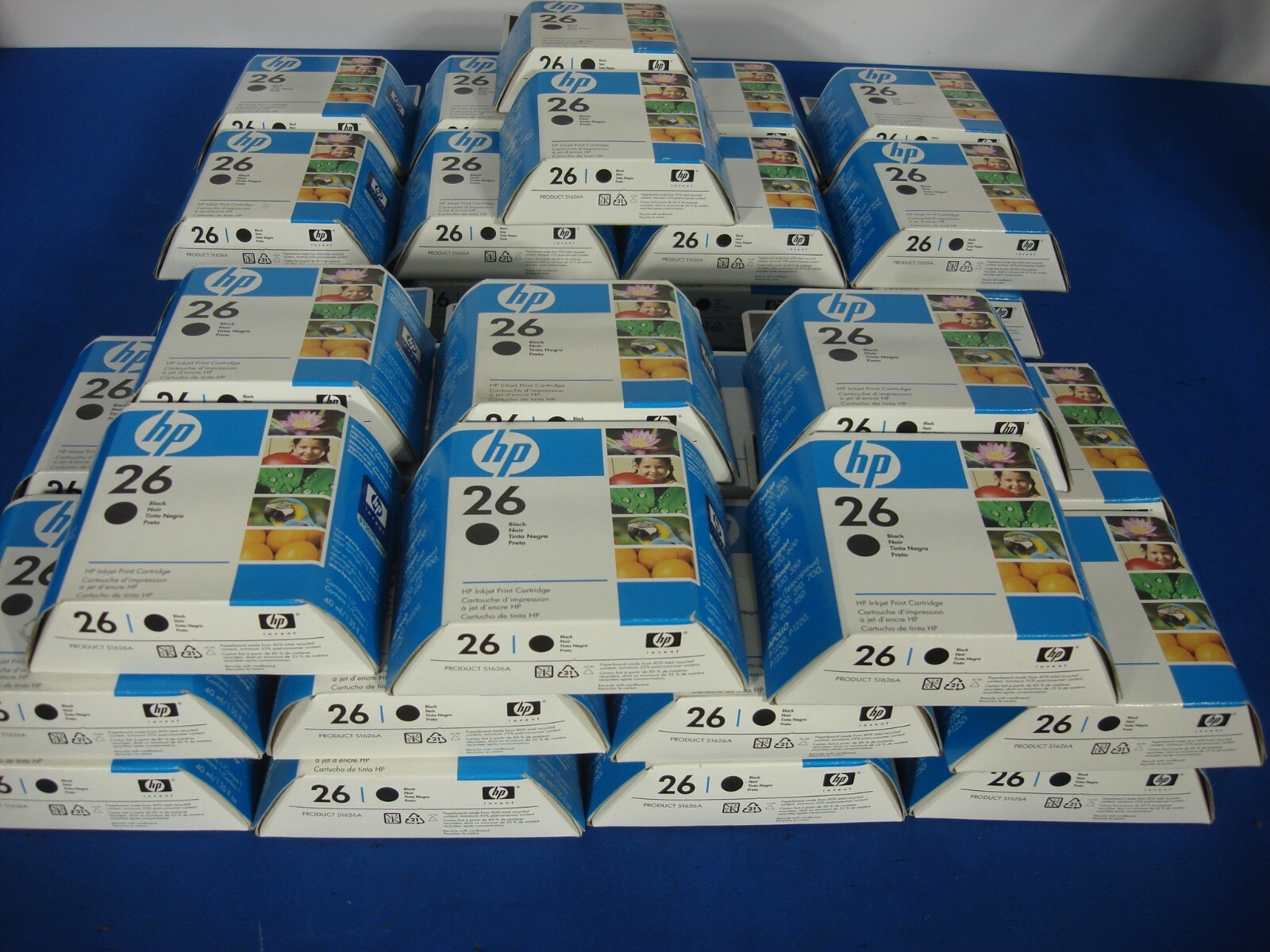Lot of 84 Genuine OEM HP 26 Sealed Black Inkjet Ink Cartridges 51626A 2008 2009