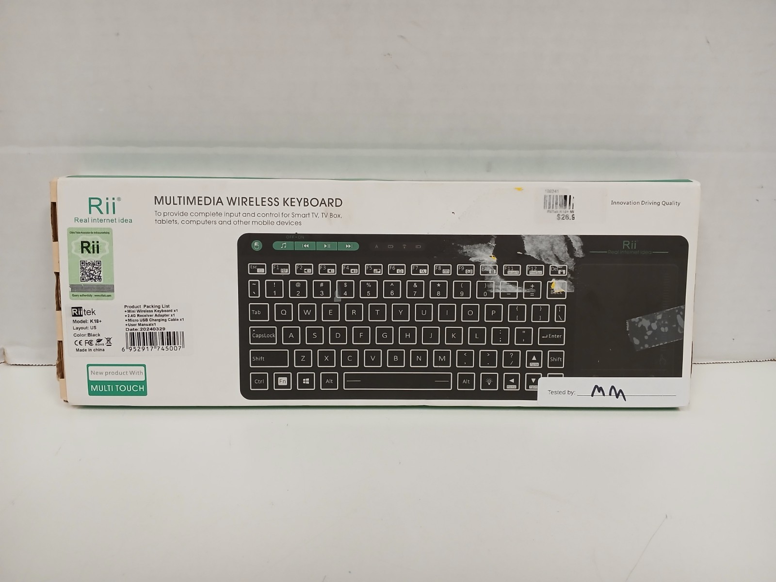 Rii K18+ Multimedia Wireless Keyboard With Mousepad