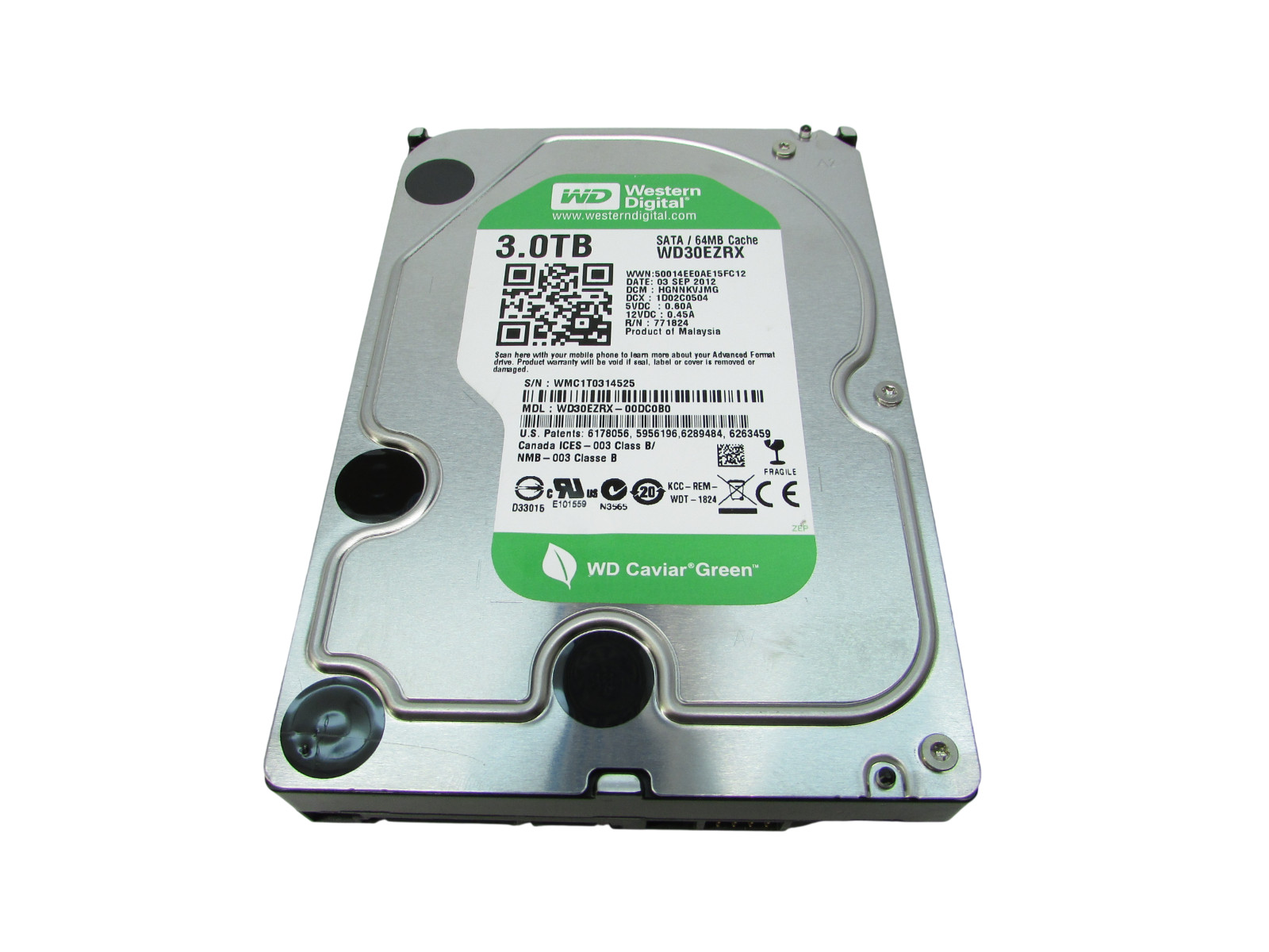 Western Digital Caviar Green 3.5" 3TB SATA Hard Drive WD30EZRX Grade A