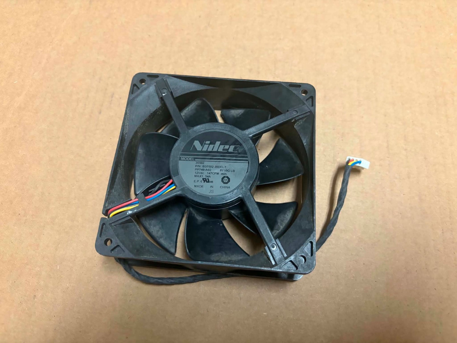 OEM Dell Nidec Cooling Fan B35502-35DEL7 120x120x38mm 4-pin DC12V 1.40A PP749