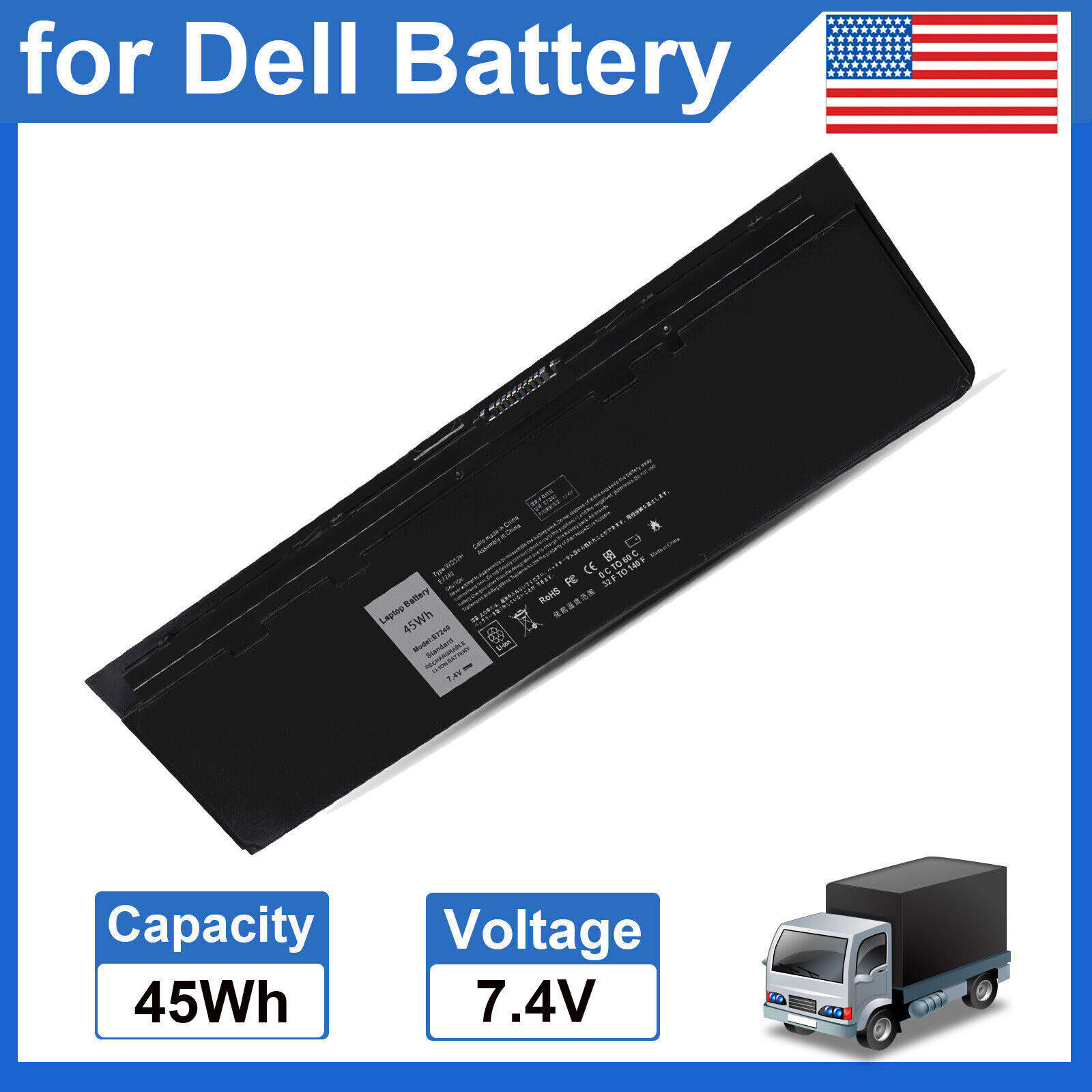 E7240 Battery for Dell Latitude E7250 Ultrabook 451-BBFX 451-BBFY 451-BBFT 45Wh