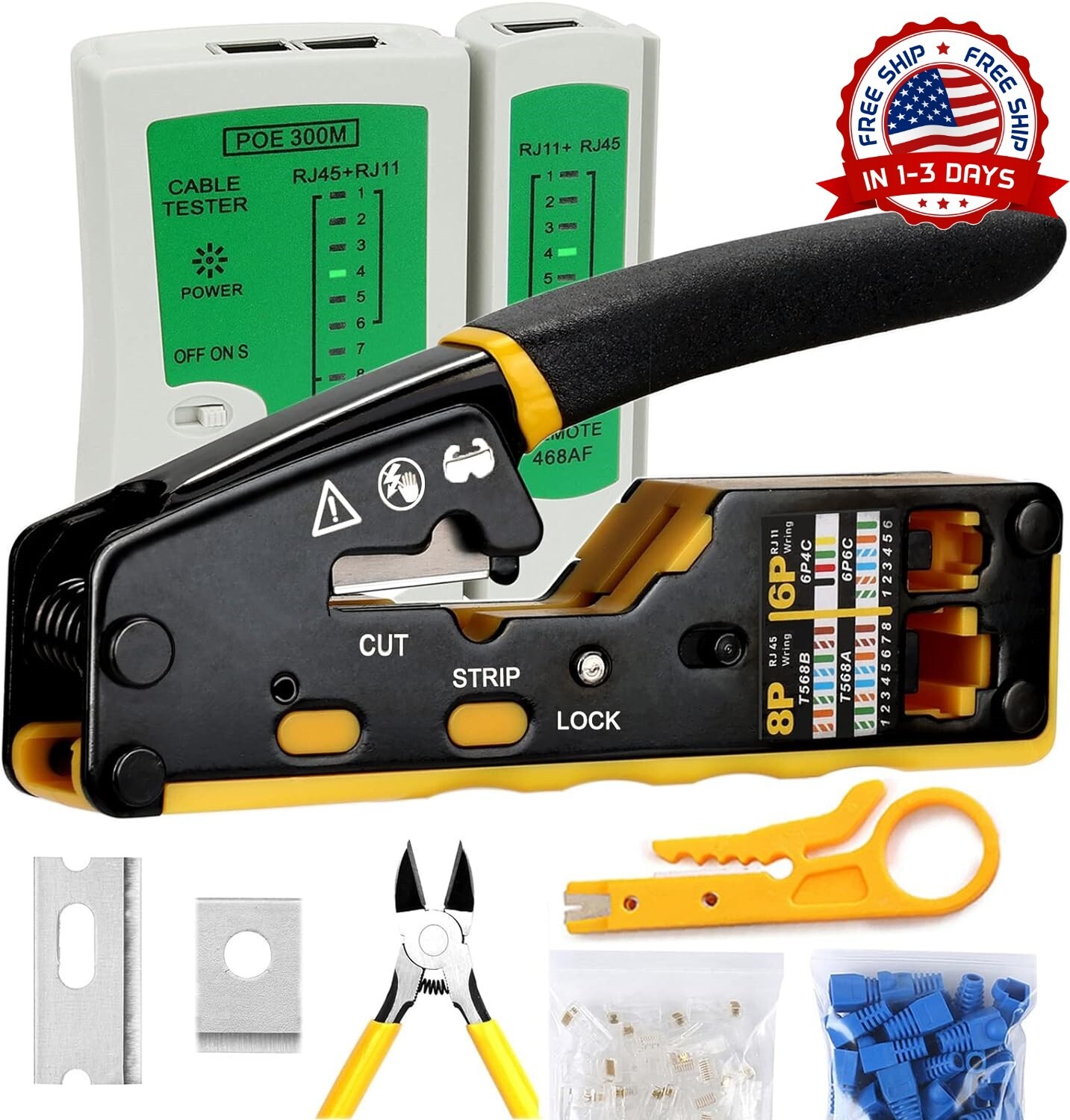 Kit De Herramientas De Red Para Cat5 Cat5e Cat6, Cable Ethernet portátil NUEVO