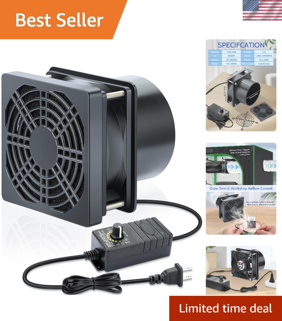 80mm 12V DC Axial Exhaust Fan Small Fume Extractor with AC Plug