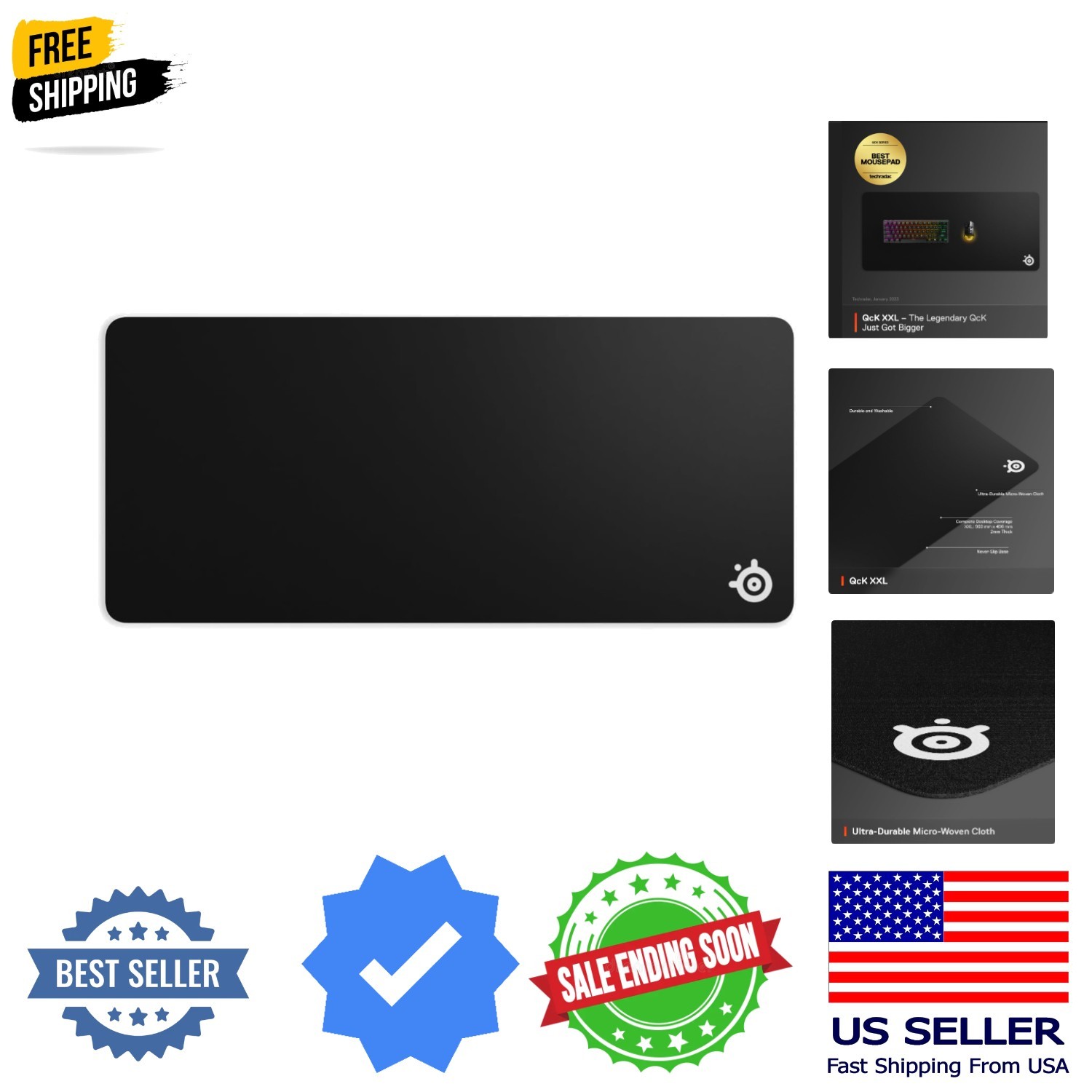 QcK Gaming Mouse Pad - XXL Cloth - Peak Tracking and Stability - Esports Mous...