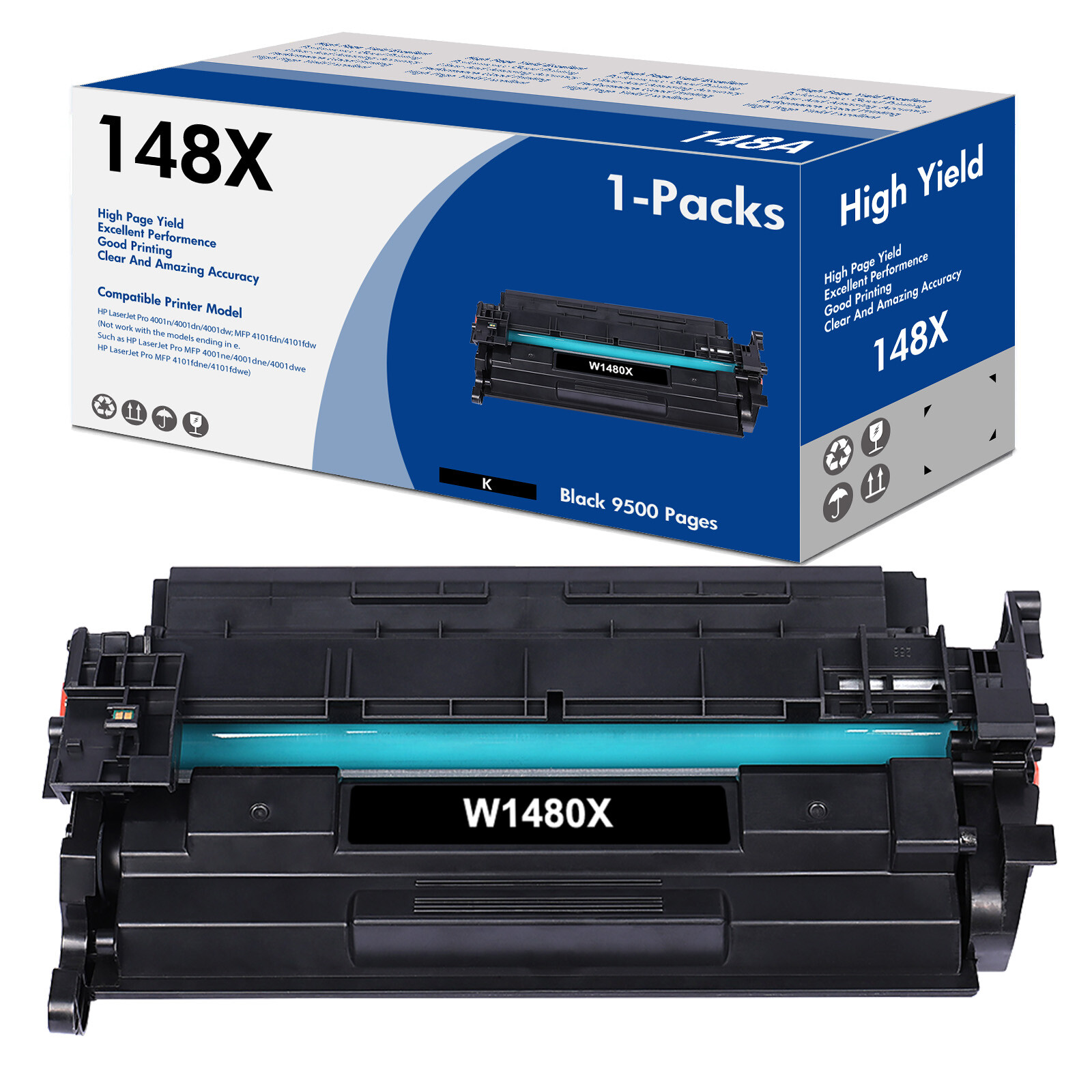 [New Chip]W1480X 148A Toner Cartridge for HP LaserJet Pro 4001dn MFP 4101fdw Lot