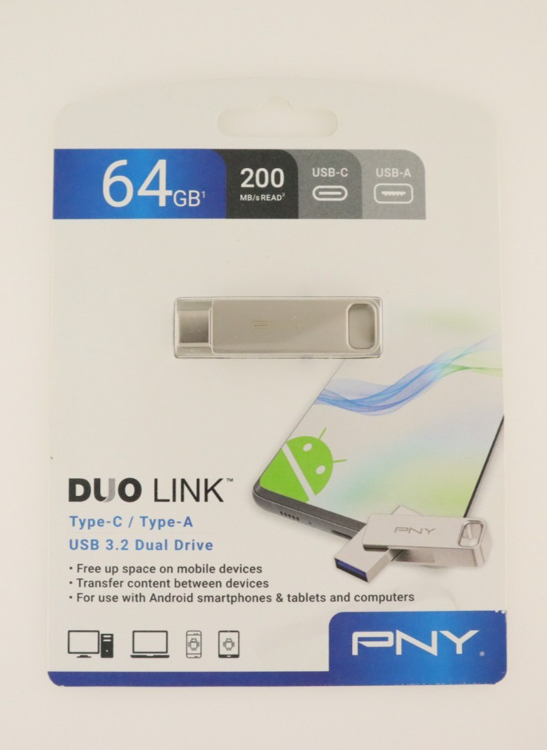 PNY 256GB Duo Link USB-C / USB-A Flash Drive/ 200 MG READ/USB 3.2 DUAL DRIVE NEW