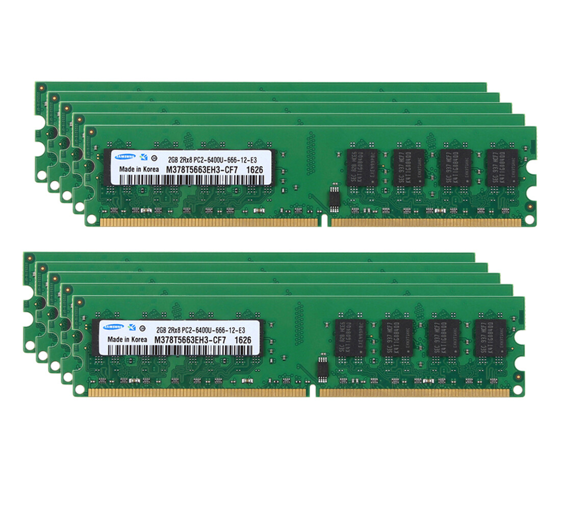 20GB 10X 2GB For Samsung 2 GB 2Rx8 PC2-6400 RAM DDR2 800Mhz Memory Intel Desktop
