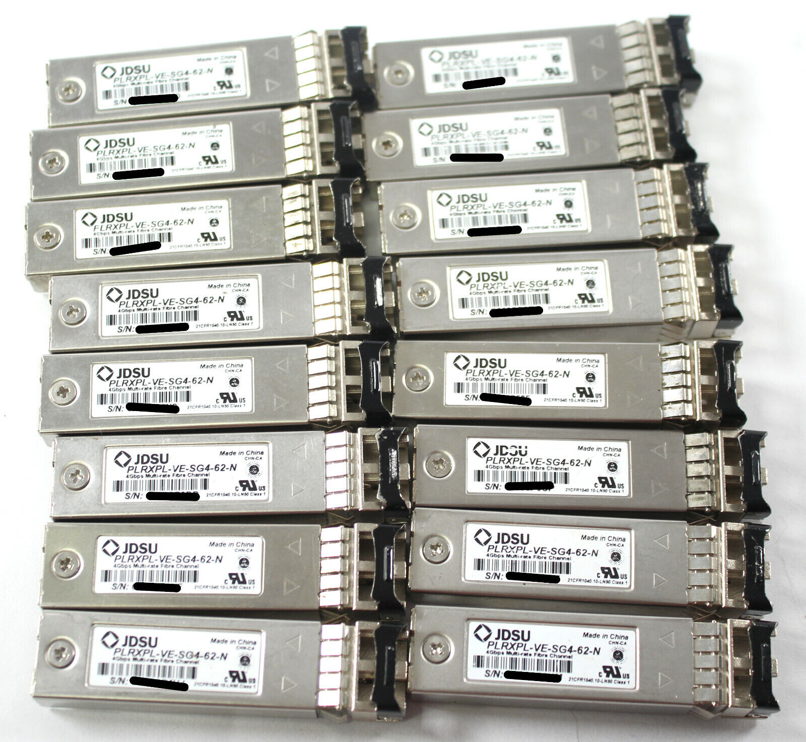 Lot of 16 JDSU PLRXPL-VE-SG4-62-N 4-Gbps Multi Rate Fibre Channel 850nm SFP Mod