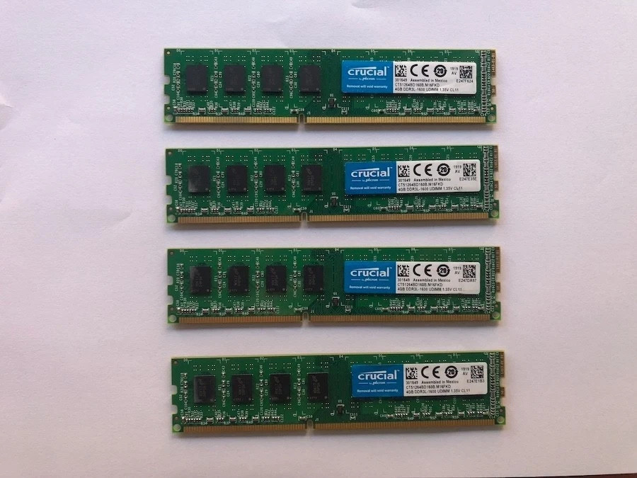 Lot of 45 Crucial CT51264BD160B.M16FKD 4GB DDR3L-1600 UDIMM 1.35V CL11