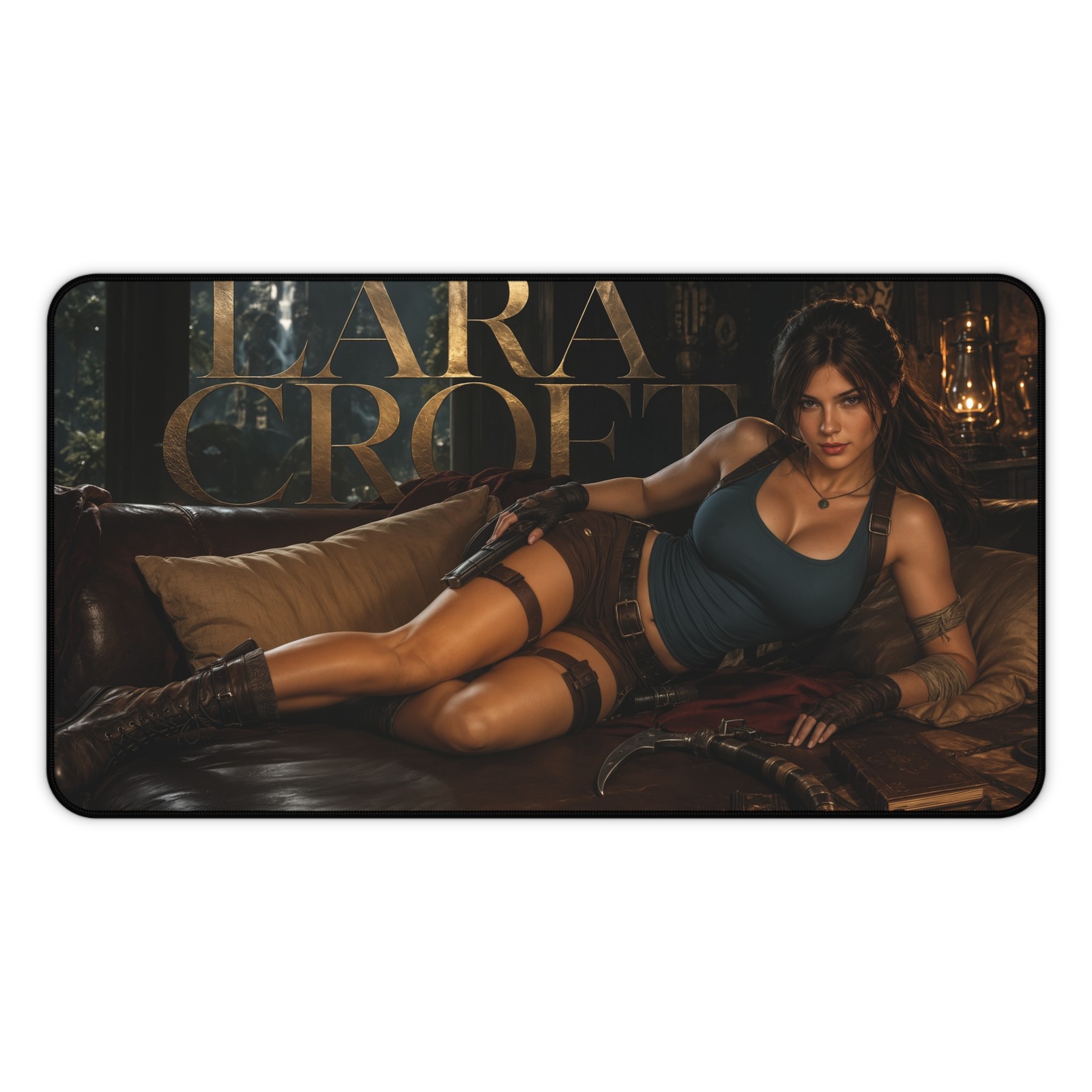 Lara Croft Mouse Pad, Tomb Raider XXL Gaming Desk Mat, Adventure Pad