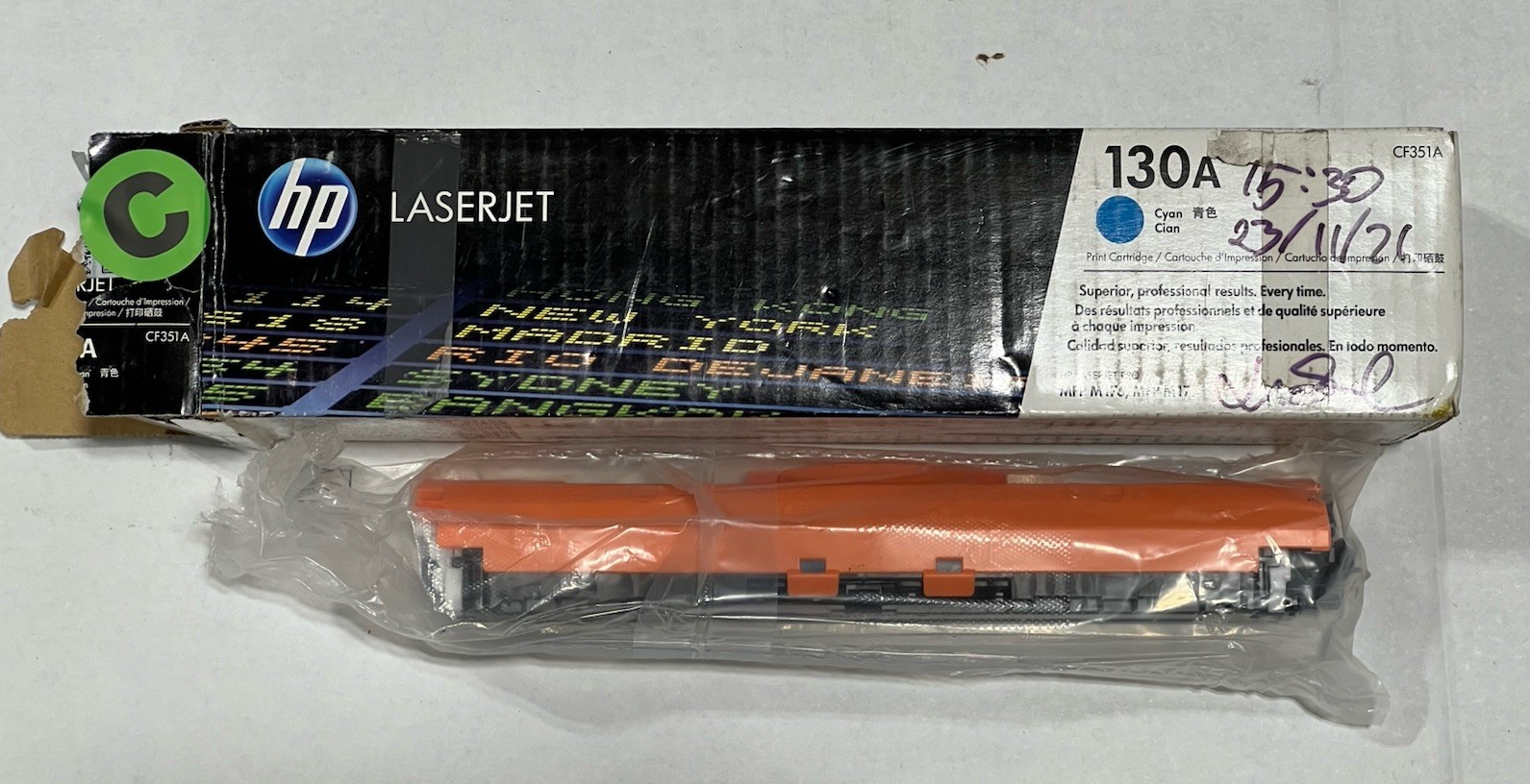 HP 130A Cyan Toner Cartridge - CF351A, OEM-Open/Worn Box
