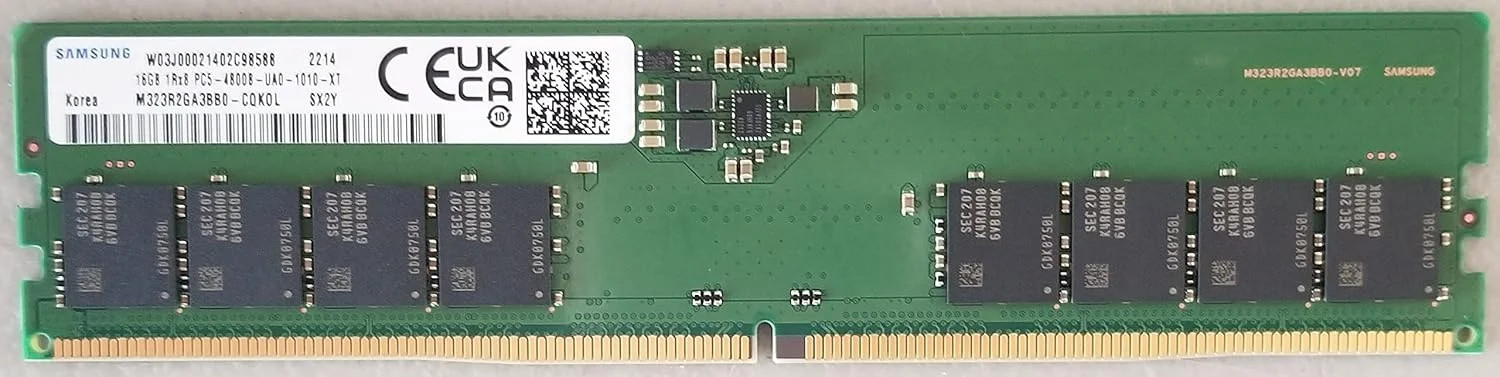 Samsung M323R2GA3BB0-CQK 16GB DDR5-4800 PC5-38400 4800MHz UDIMM Non-ECC UNBUFFER
