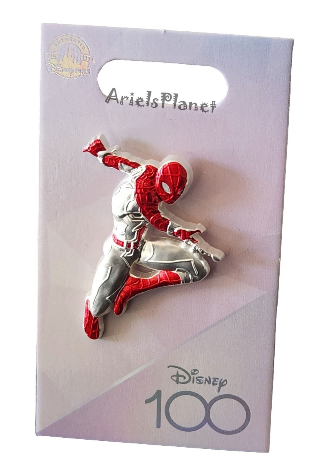 Disney Parks 100th Anniversary Celebration Spider-Man Platinum Pin