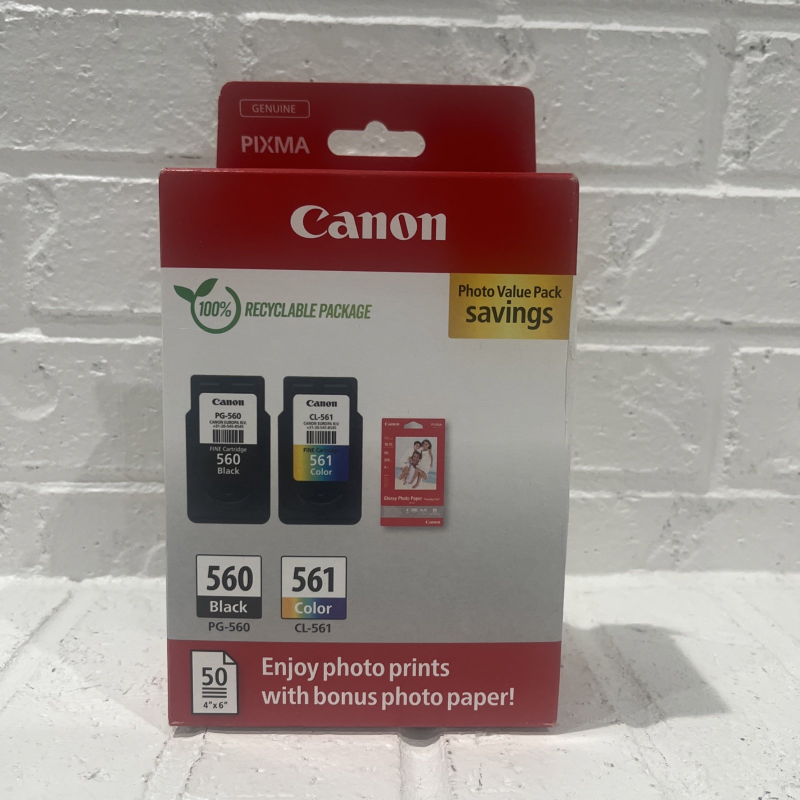 Canon PG-560 / CL-561 Genuine Ink Cartridges, Pack of 2 (1 x Black, 1 x Colour);