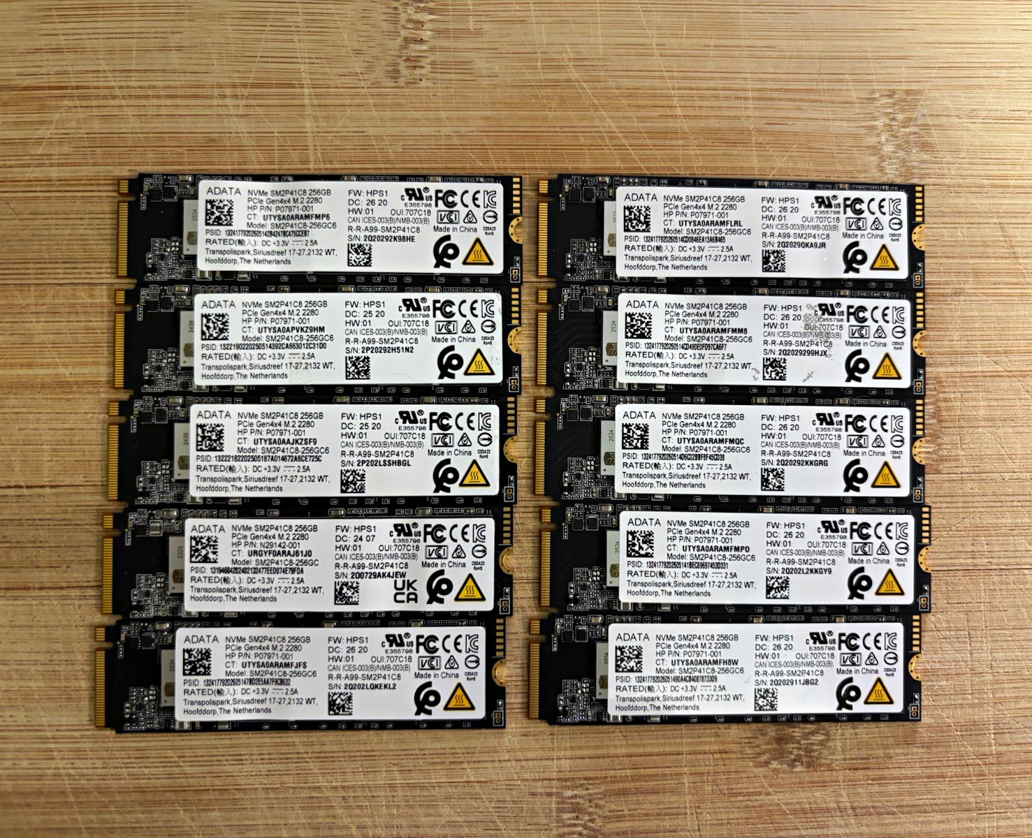 Lot of 10 - 256GB ADATA M.2 2280 NVMe PCIe Gen4 SSD - Excellent Condition