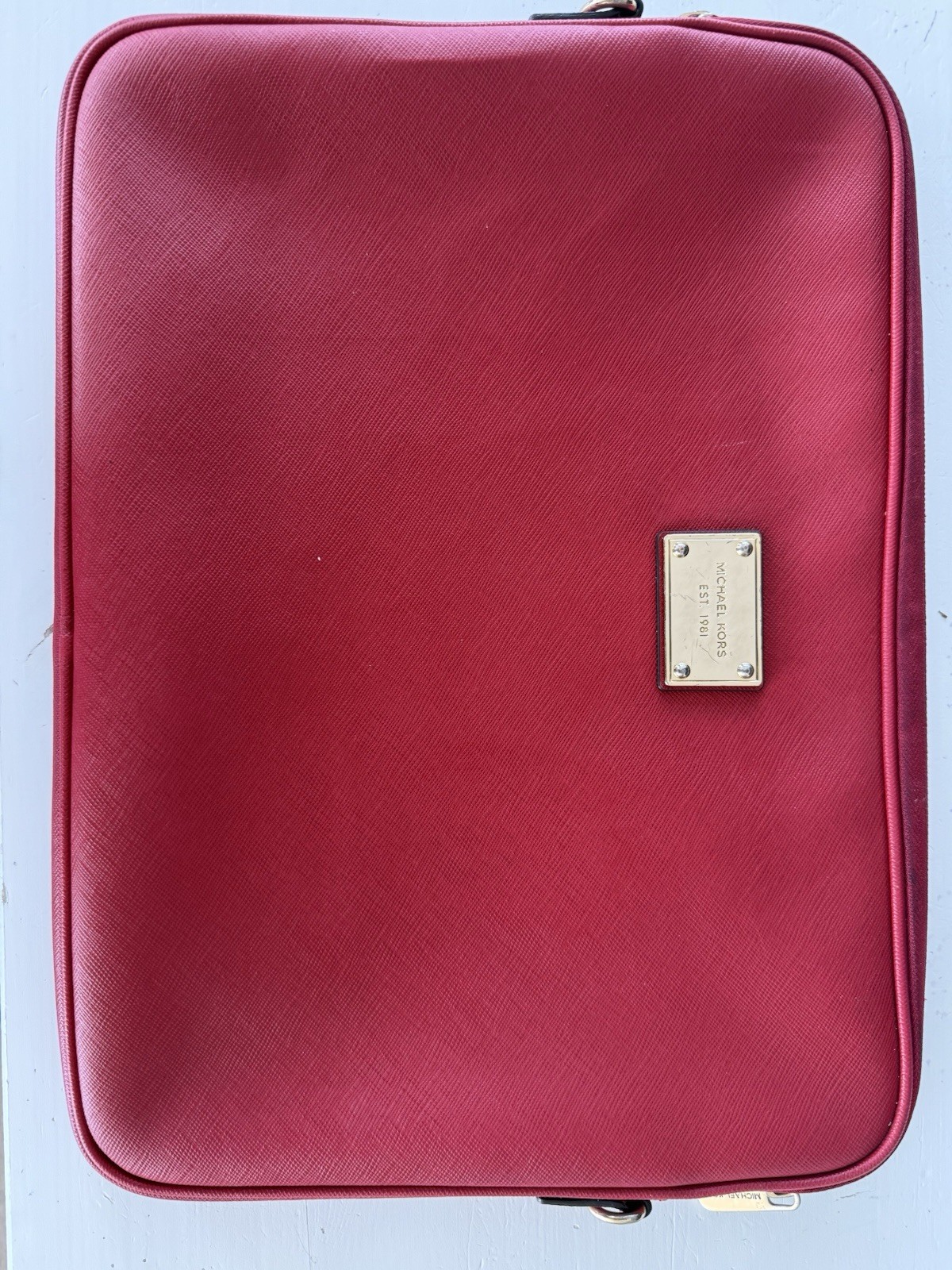 Michael Kors Red Saffiano Leather Laptop Sleeve Case Bag Gold Logo – Fits 13”