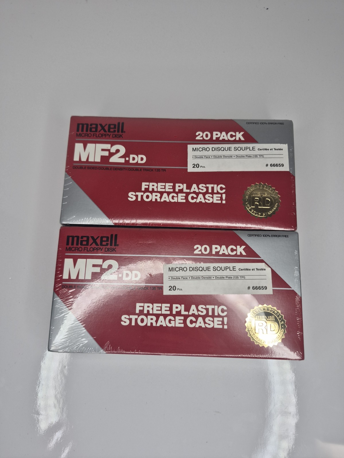 (2) Maxwell Micro Floppy Disc MF2.DD Dbl Sided Dbl Dens Dbl Track 135 TPI 20PCS