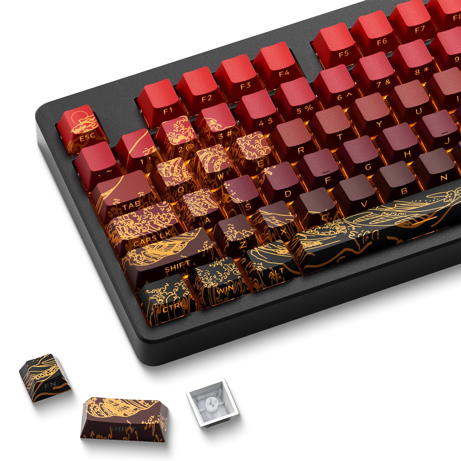 XVX Shine Through Keycaps - Double Shot PBT Keycaps 60 65 75 100 Percent, Sid...