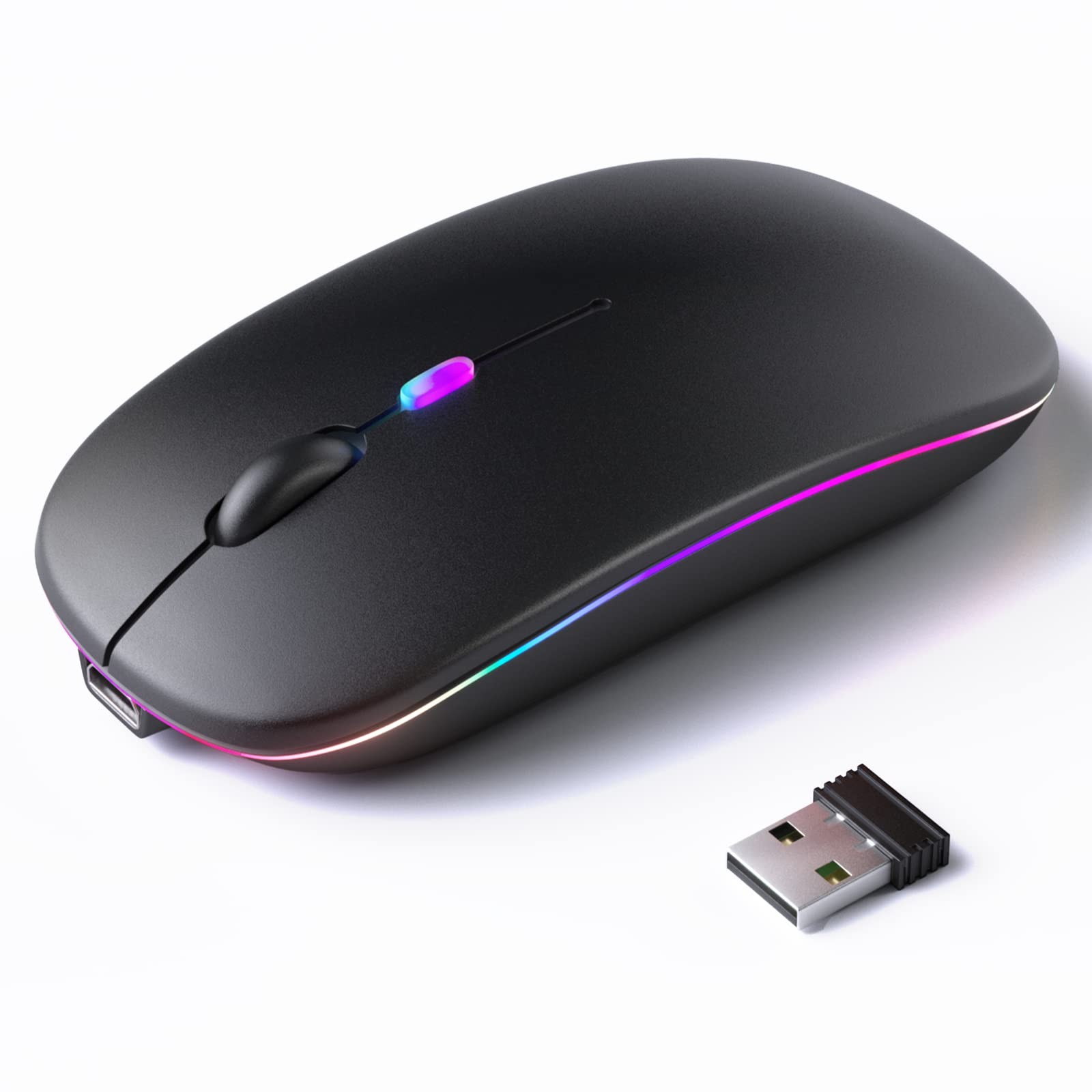 KANMABPC Wireless Bluetooth Mouse – Rechargeable, Silent, Dual Mode Black
