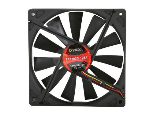 Evercool 140mm x 25mm EC14025L12EA Computer Case Ball Bearing 3-Pin Fan