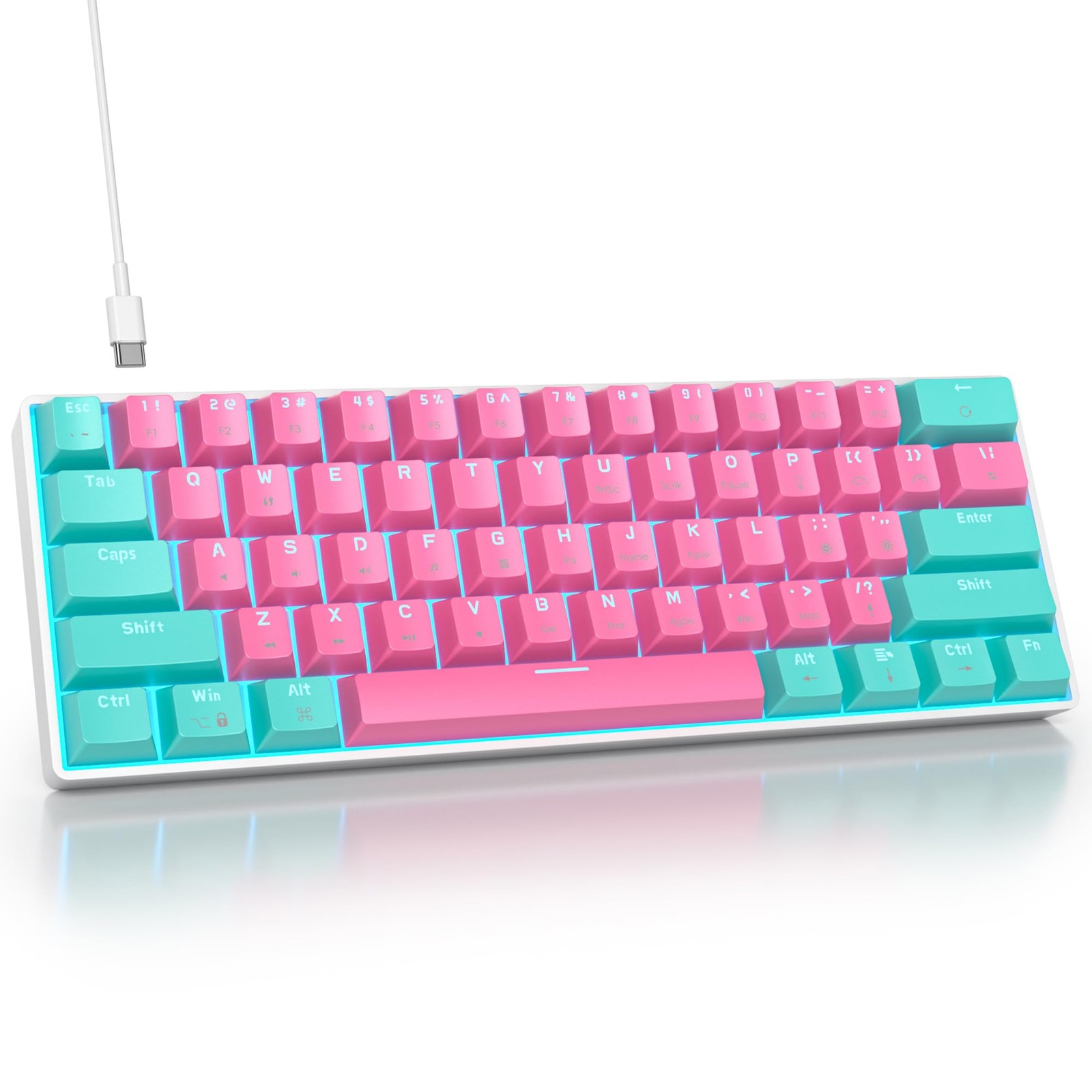 Surmen 60% Percent Gaming Keyboard Mechanical with Linear Red Switch, 61-Keys Pi