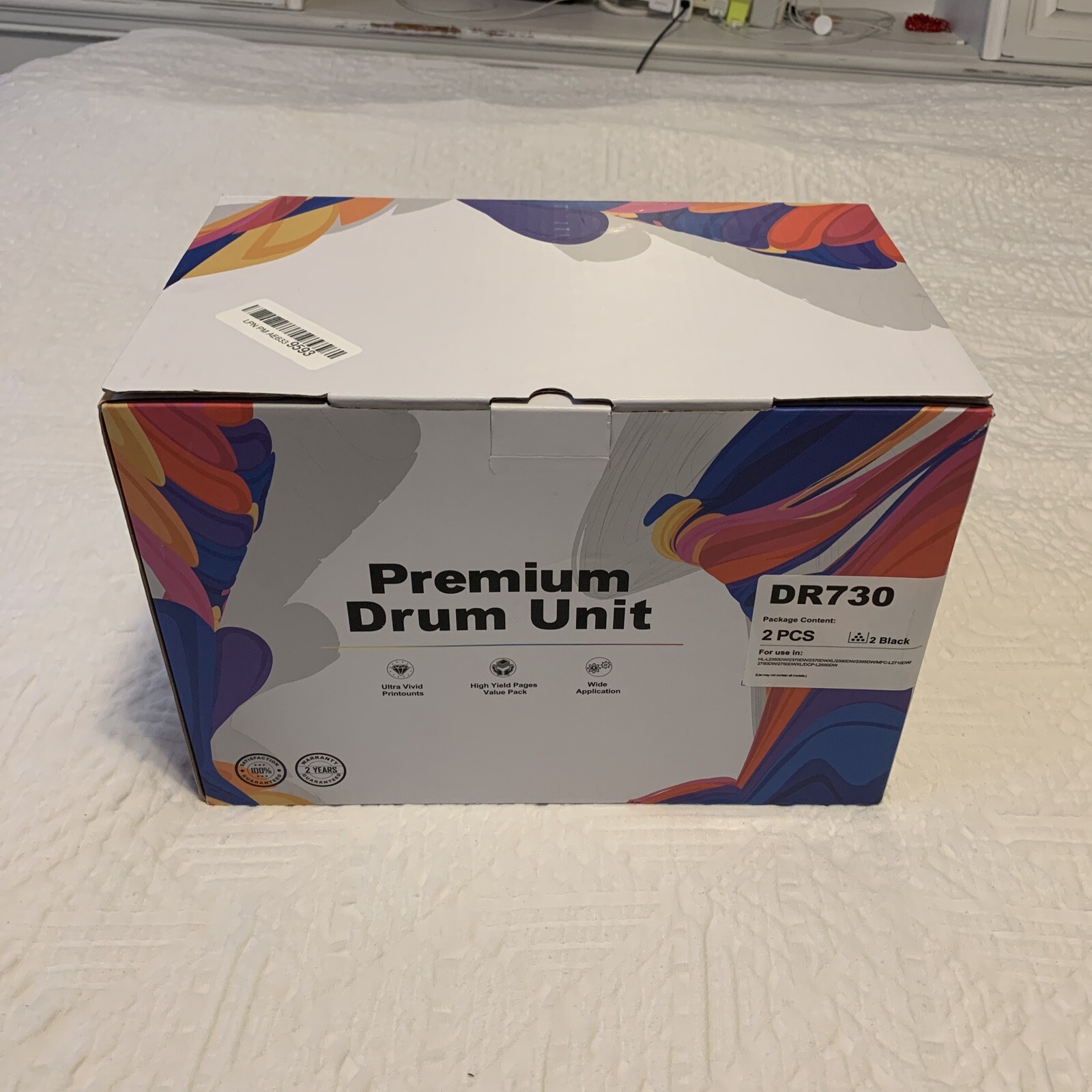 2 Pk TN760 Toner Drum DR730 Drum for Brother HL-L2395DW HL-L2350DW Lot