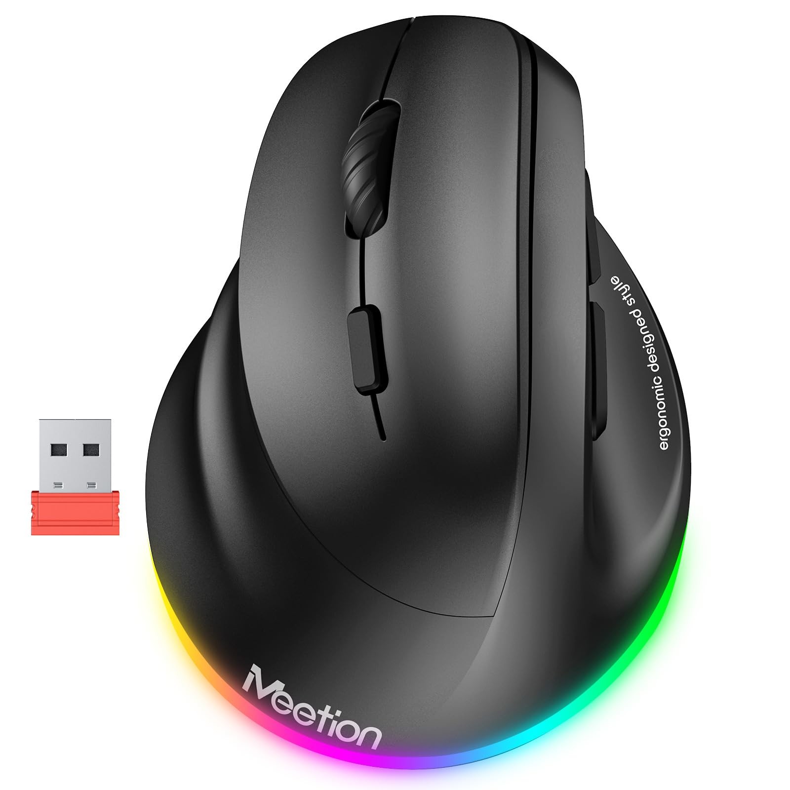 LeftHanded Ergonomic Mouse, Wireless Vertical RGB Rechargeable Mouse, Bluetoo...