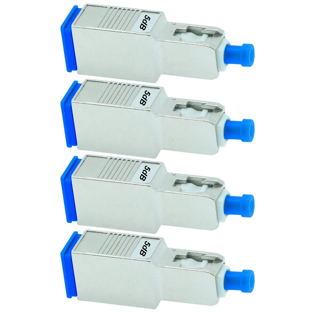 4 Pcs 5dB SC UPC Connector Fiber Optic Optical Single Mode Attenuator Metal Blue