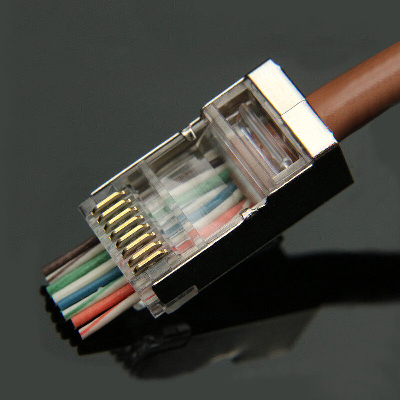 100pcs rj45 Connector cat5 cat5e Network Connector Metal Shielded Modular